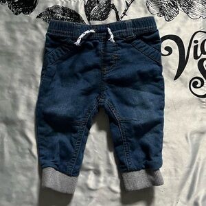 Baby Cat & Jack navy blue jeans with grey cuffs
